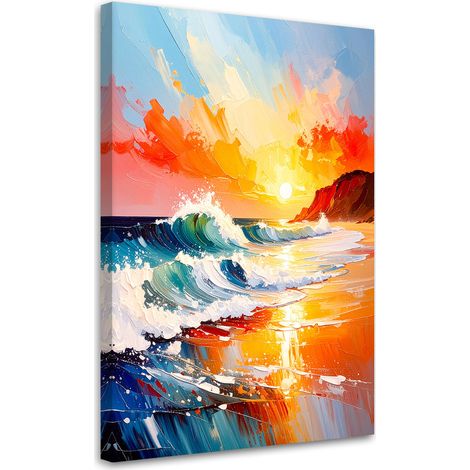 Quadro su tela, Mare Spiaggia Tramonto - 80x120 (1/2)
