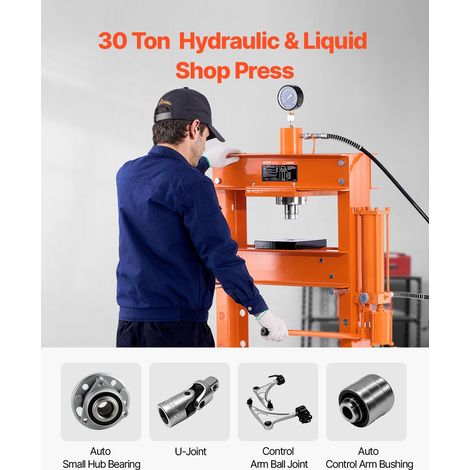 Presse d'Atelier 30 T, Presse Hydraulique et Pneumatique à Cadre en H, avec Plaque de Pressage, Support Triangulaire et Soupape de… (1/5)