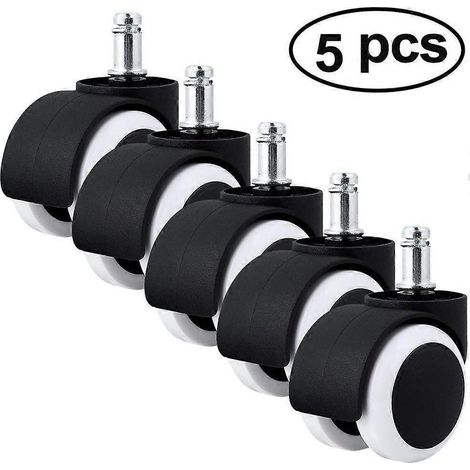 Bürostuhlrollen (5 Stück), geräuscharme Rollen für Hartböden, 11 mm / 50 mm Lenkrollen