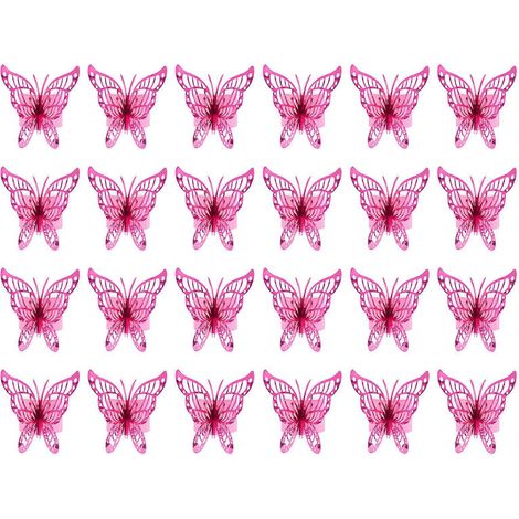 50 ronds de serviette en papier en forme de papillons pour la décoration de table lors de mariages, fiançailles, anniversaires et fêtes.-21x2.5cm-Rosy