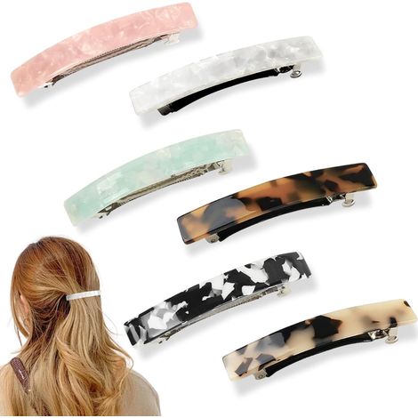 6 barrettes colorées pour cheveux, pinces automatiques pour filles et femmes. (1/5)