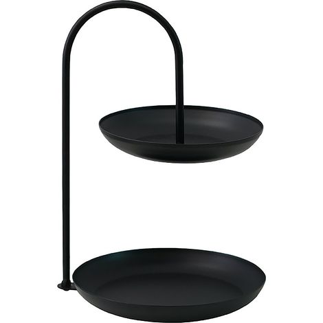 Soavoa Corbeille À Fruits En Fer Forgé Moderne, Plateau Double Pour Salon, Panier De Rangement Décoratif Pour Bonbons Et Fruits Secs, Noir (1/4)