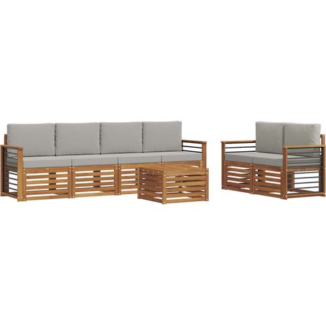 Conjunto de sofás de exterior 7 pcs Gris Natural y Claro vidaXL (1/5)