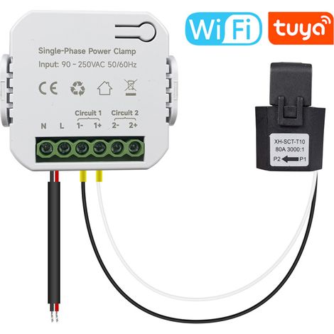 Irovami Compteur énergie Tuya 80A – Pince ampèremétrique, kWh – Idéal pour maison, suivi conso, électrique (1/5)
