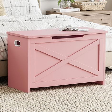Banc Coffre de Rangement en Bois 76 cm avec Assise, rose (1/5)
