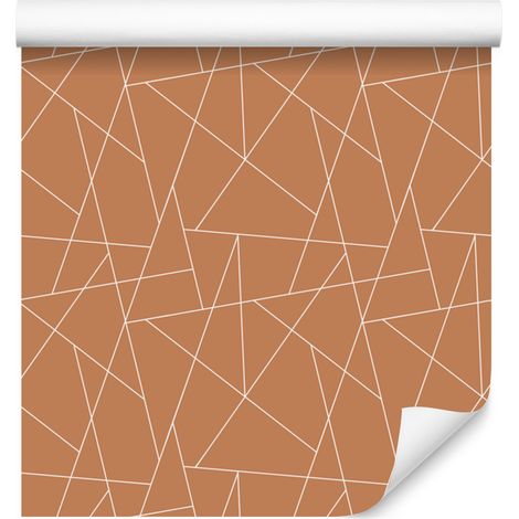 Carta da parati con motivo geometrico su sfondo arancione, centro arancione 50x1000 cm (1/5)