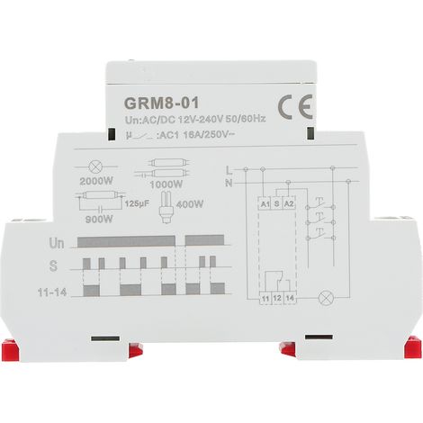 Relais impulsionnel électronique GRM8-01, relais bistable à mémoire, 12-240V AC/DC, verrouillage par impulsion (1/5)