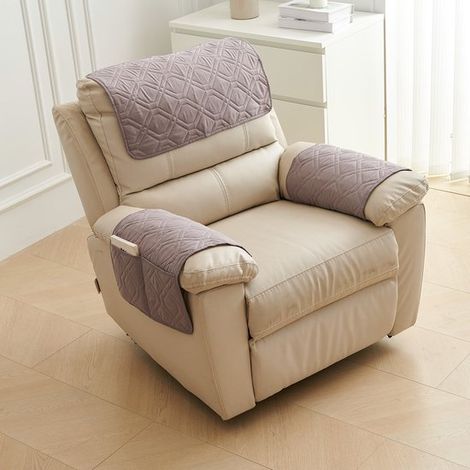 Set di 3 pezzi composto da copribraccioli per divano, copribraccioli per chaise longue, copripoggiatesta, copripoltrona antiscivolo, coprimobili per divano (chaise longue a 1 posto) (1/5)