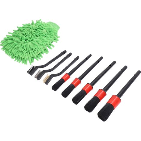 Set mit 9 Autoreinigungsbürsten für Felgen, Innen- und Außenbereich, Leder und Autozubehör. (1/5)