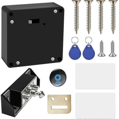 Serrure intelligente NFC 25-26 pour meubles : Serrure avec 2 porte-clés et 2 cartes RFID. Cette serrure intelligente dissimulée s’installe sans perçage sur les armoires, tiroirs, meubles de rangement (1/5)
