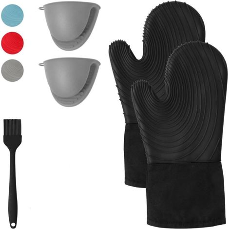 Maniques Cuisine, Gant Four Résistants À La Chaleur Jusqu'À 250℃, Gant Cuisine Four en Silicone Ne sont Pas Rigides, Gant Four Anti Chaleur Antidérapa (1/4)