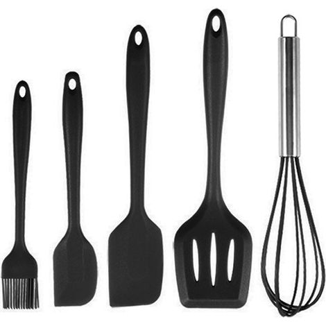 Spatule En Silicone - 5 Pièces - Résistant À La Chaleur Jusqu'à 230 °C - Pour Casseroles Et Poêles Non Stick - Lot Complet De Cuisinier (1/5)