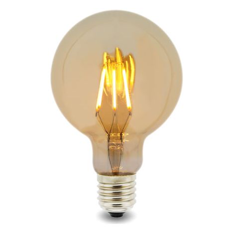 IluminaShop - Bombilla LED Filamento E27 G95 6W Ambar  Blanco Calido 2300K