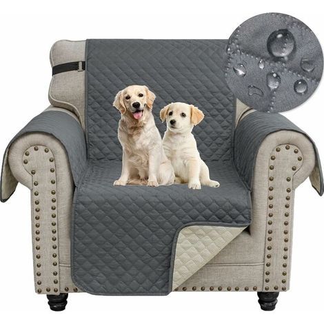 Housse Canapé 1 Place, Impermeable Housse de Canapé avec Accoudoirs, Protege Canape Chat Chiens Griffures Antidérapante (1/4)