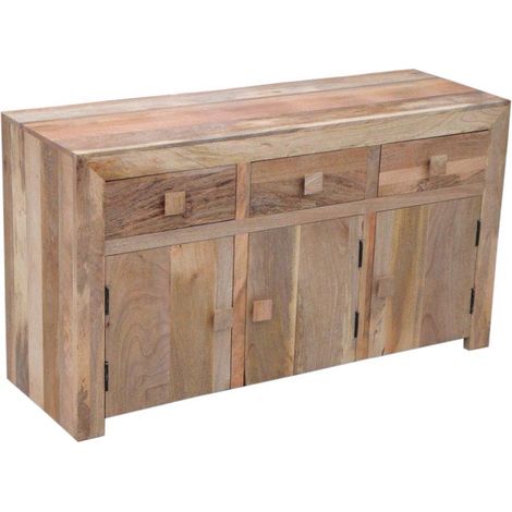 Dakota 3 Door 3 Drawer Sideboard - Mango Wood - L45 x W135 x H76 cm - Light Finish