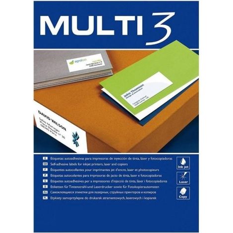 MULTI 3 4724 - Etiquetas adhesivas para impresión, inkjet laser y fotocopiadoras - Medida 105 x 57 mm, pack de 100 hojas