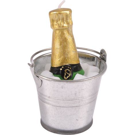 BURI Deko-Kerze Sektkühler mit Champagner Partydeko Hochzeitsdeko Silvesterkerze