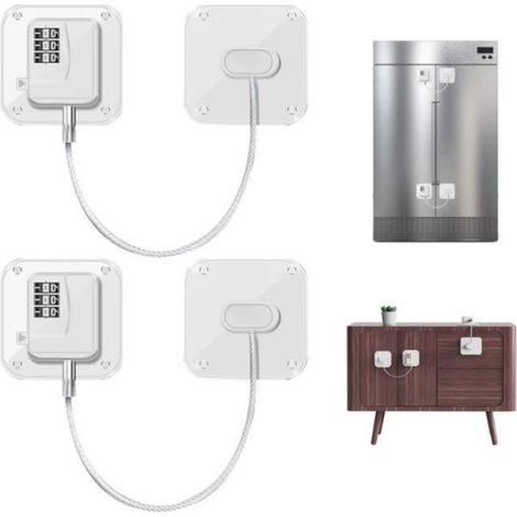 Serrure Frigo - Verrouillage Code 3 Chiffres - Pour Réfrigérateur Congélateur Armoire Tiroir Fenêtre - 2 Pièces (1/4)