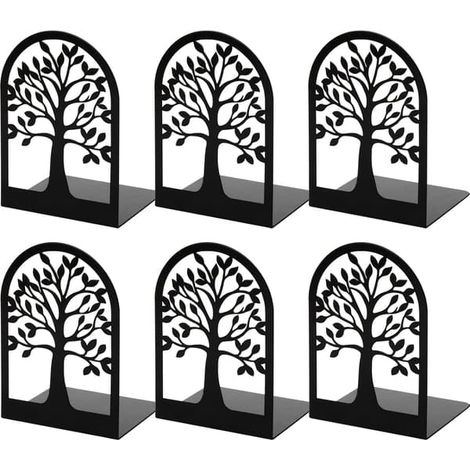 Serre-livres en métal pour maintenir les livres, serre-livres décoratifs en forme d'arbre pour étagères, serre-livres noirs pour livres lourds, serre-livres (3 paires) (1/5)