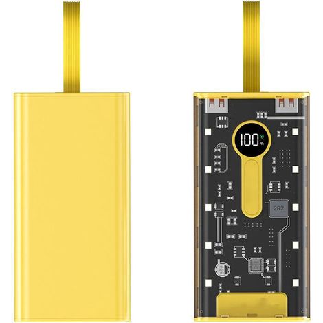 Batterie externe 13 000 mAh, charge rapide 22,5 W - Portable et puissante - Compatible avec Apple, Huawei et Xiaomi - Jaune (1/3)