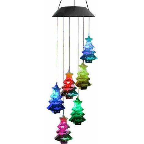 Carillon éolien solaire de Noël étanche à LED changeant de couleur pour jardin, terrasse, maison, Ensoleillé (1/5)