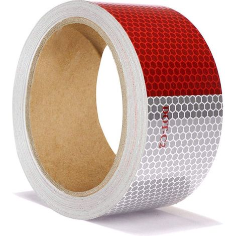Nastro adesivo riflettente rifrangente di segnalazione rosso/bianco 50mm classe 2 Lunghezza - 50mm x 5 MT (1/3)