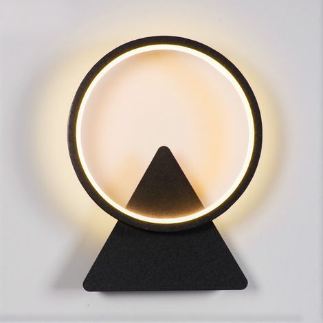 Applique Murale Intérieure LED, 8W Lampe Murale Ronde Moderne, 3000K Blanc Chaud, Luminaire Mural Minimaliste pour Salon Chambre Couloir - Noir (1/5)