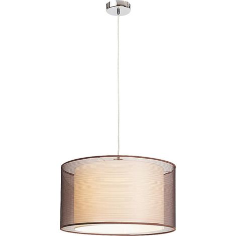 Lampada a sospensione Anastasia in metallo cromato tessile / marrone Ø44,5cm H: 25cm (1/5)
