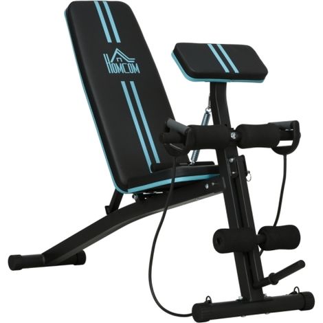 Foldable Weight Bench, Adjustable Strength Training Sit Up Ab Bench, Incline/Decline, Blue