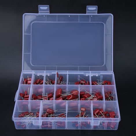 Assortiment de 180 condensateurs à film polypropylène CBB : 10 nF/0,01 µF/400 V – 68 nF/0,068 µF/630 V