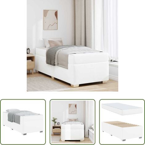 vidaXL Matelas - Cadre de lit avec matelas Blanc 80 x 200 cm tissu (1/5)