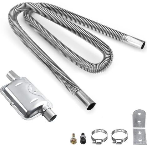 Lntyq Kit de silencieux de chauffage de stationnement, silencieux d'échappement en acier inoxydable avec tuyau, silencieux de chauffage à air diesel universel pour générateur d'énergie automobile (1/4)