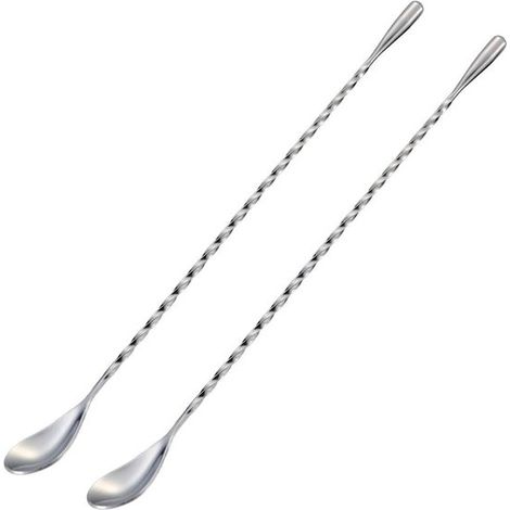 Cuillère à cocktail ING - Acier inoxydable - Manche de 30 cm - Argent - Lot de 2-AquaForge