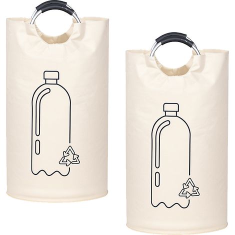 2 grands paniers de rangement pour bouteilles vides avec poignée en aluminium, sac collecteur d&aposeaux usées de 82 L (1/5)