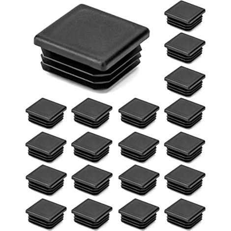 Bouchons rectangulaires en plastique pour tuyaux, pieds de chaise, lot de 20, 35 x 35 mm, noirs (1/4)