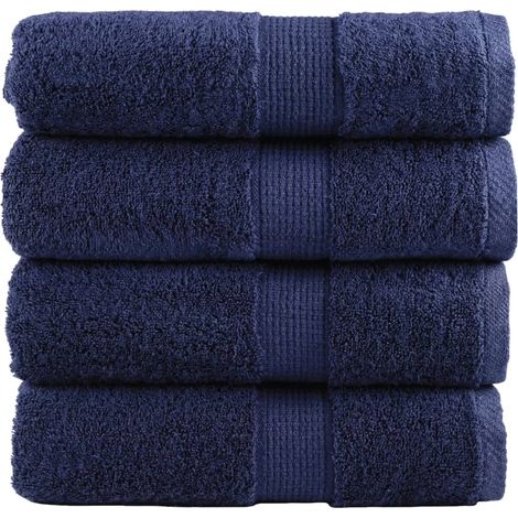 Gants de toilette haut de gamme SOLUND, lot de 4, bleu marine, 30 x 30 cm, 600 g/m²