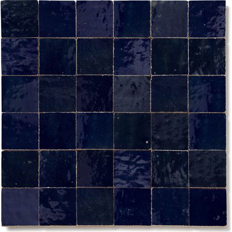 Zellige véritable Carrelage Artisanal - 5x5 cm - Bleu Nuit (vendu par plaque de 0,09 m² - 30x30 cm)