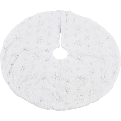 Jupe de sapin de Noël 35 pouces, tapis de sol blanc en peluche avec flocons de neige pour décoration de Noël (1/5)