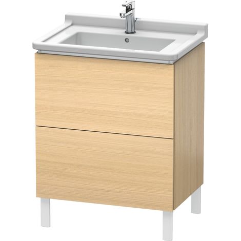 Duravit L-Cube Meuble sous-lavabo vertical, 2 tiroirs, 670mm, pour Starck 3, Coloris: Placage chêne méditerranéen en bois véritable - LC660807171 (1/4)