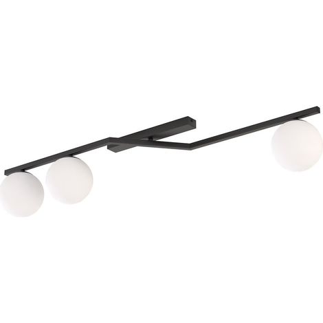 Lampada a sospensione Naton in acciaio nero con sfere in vetro opale (1/5)
