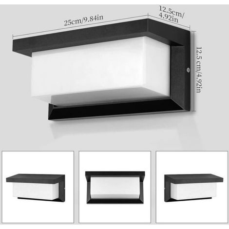 Applique murale extérieure LED - - 18W - IP65 étanche - Blanc chaud - 26x12,5x12,5 cm - 2700-3000K (1/4)