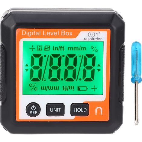 Nivel digital con imán, inclinómetro electrónico, transportador de ángulos para carpintería y reparación de automóviles, color naranja y blanco. (1/5)