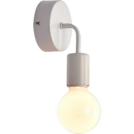 2x Lámpara de pared sencilla de hierro antiguo blanco estilo loft americano para restaurante, bar, pasillo, succionador de pared ( )