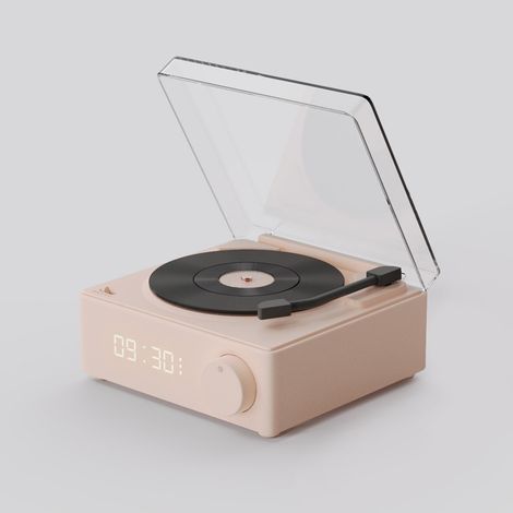 Enceinte Bluetooth style tourne-disque vinyle vintage, style phonographe rétro, jaune, look mignon, cadeau pour filles, basses puissantes, volume sonore élevé (1/5)