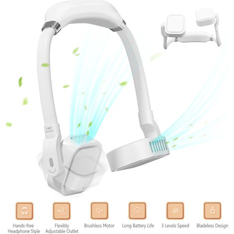 Ventilateur Cou Sans Pales – 360° – 180° – 3 Vitesses – Voyage/Plein Air – Modèle 2 – Rafraîchissant (1/5)