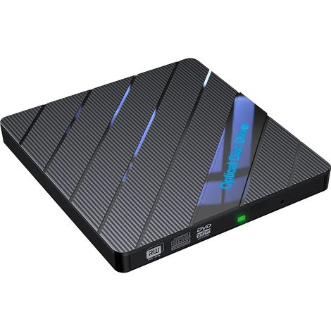 Lecteur DVD externe RGB 7 en 1 avec interface USB 3.0 Type-C, graveur/lecteur/lecteur CD externe, compatible avec les ordinateurs portables (1/5)