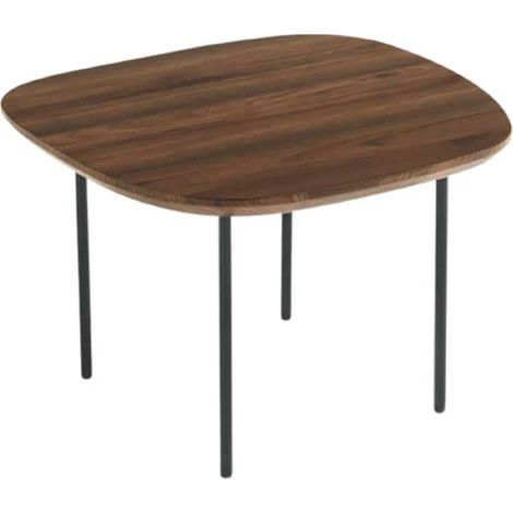 Tavolino con piano sagomato in legno Tek e base in metallo - FLUX Small (1/4)