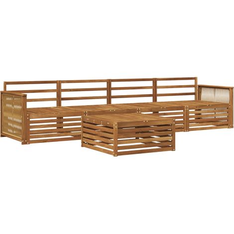 Conjunto de sofás de exterior 5 pcs Natural vidaXL (1/5)
