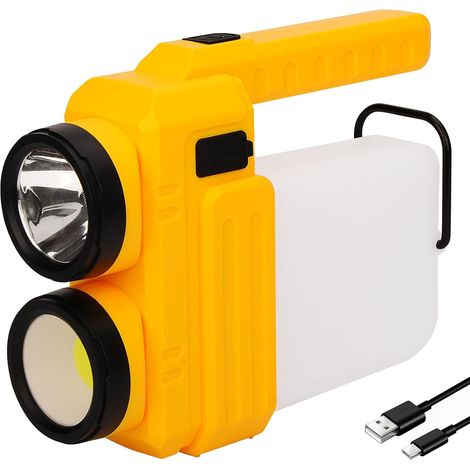 Lampe de camping rechargeable, luminosité réglable, 3 modes d'éclairage, lampe de tente avec batterie externe de 2400 mAh, idéale pour une utilisation en extérieur et les situations d'urgence.