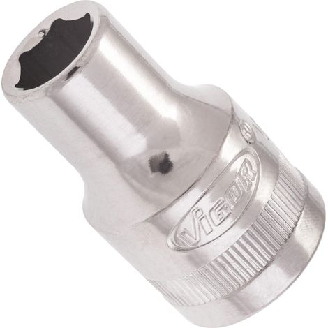 VIGOR Innenvierkant Antrieb 12,5 = 1/2 Zoll Steckschlüssel-Einsatz Außensechskant-Profil V2465N ∙ Vierkant hohl 12,5 mm (1/2 Zoll) ∙ Außen-Sechskant Profil ∙ 10 ∙ Gesamtlänge: 38 mm